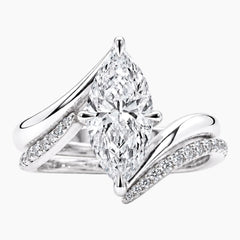 Élarvienne 3 Carat Marquise Moissanite Chevron Ring Set