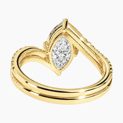 Élarvienne 3 Carat Marquise Moissanite Chevron Ring Set