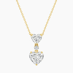 Élarienne Graduated Heart Three-Stone Moissanite Drop Necklace