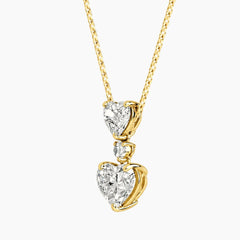 Élarienne Graduated Heart Three-Stone Moissanite Drop Necklace
