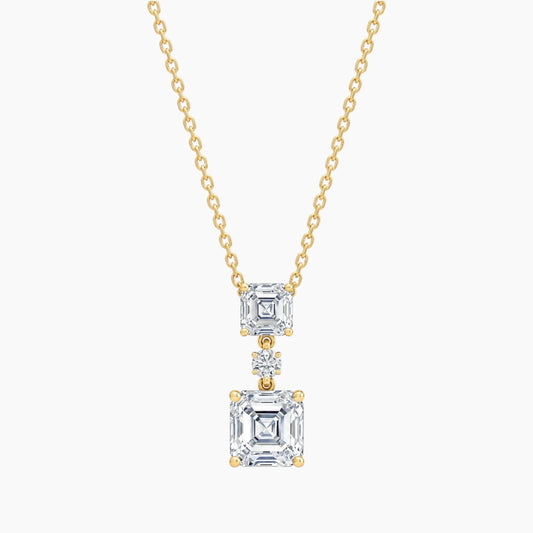 Élarienne Graduated Asscher Three-Stone Moissanite Drop Necklace