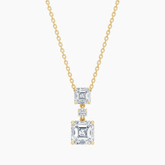Élarienne Graduated Asscher Three-Stone Moissanite Drop Necklace
