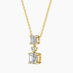 Élarienne Graduated Asscher Three-Stone Moissanite Drop Necklace