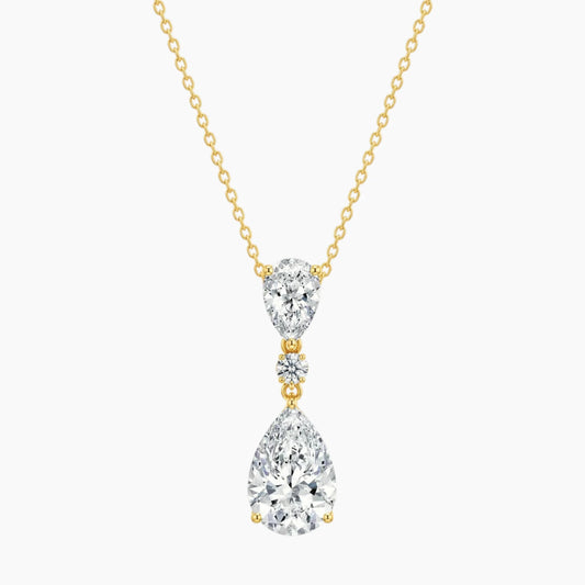 Élarienne Graduated Pear Three-Stone Moissanite Drop Necklace