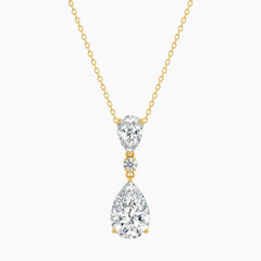 Élarienne Graduated Pear Three-Stone Moissanite Drop Necklace