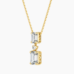 Élarienne Graduated Emerald Three-Stone Moissanite Drop Necklace