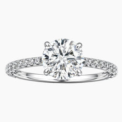 Brilliant Moissanite Solitaire Engagement Ring with Pavé Band