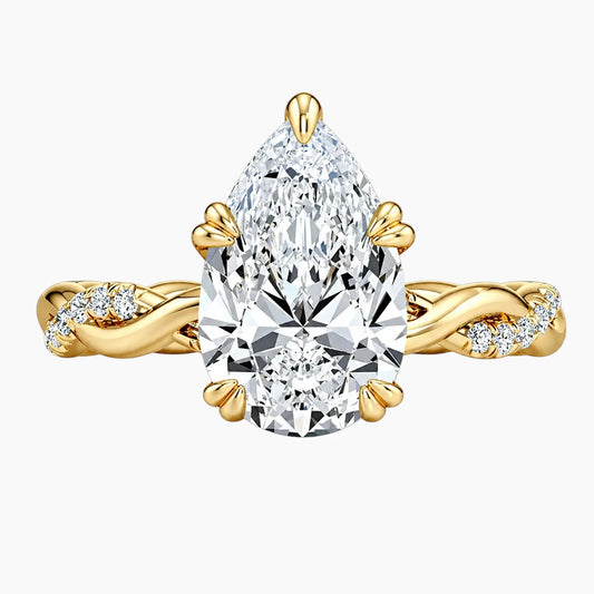 2ct Pear Moissanite Twisted Vine Ring