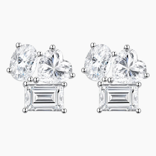 Geometric-shaped Moissanite Stud Earrings
