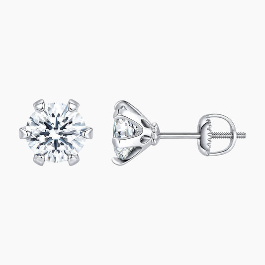 Classic Six-prong Moissanite Stud Earrings