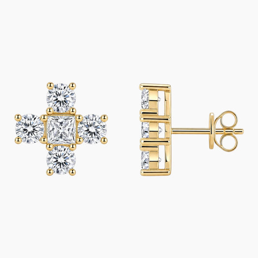 Cross-shaped Moissanite Stud Earrings