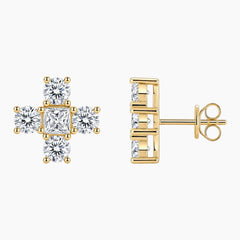 Cross-shaped Moissanite Stud Earrings
