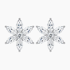 Snowflake Marquise Moissanite Stud Earrings