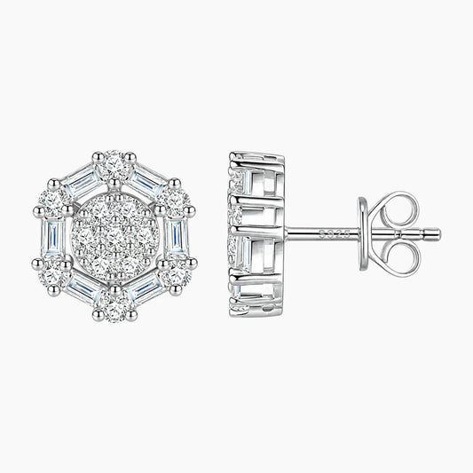Luxurious Hexagon Moissanite Stud Earrings