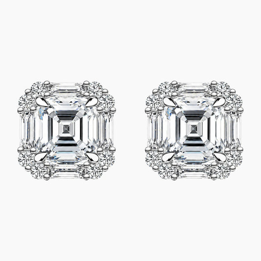 Square Asscher Moissanite Stud Earrings