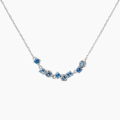 Luxury Ocean Blue Zircon Wave Pendant Necklace