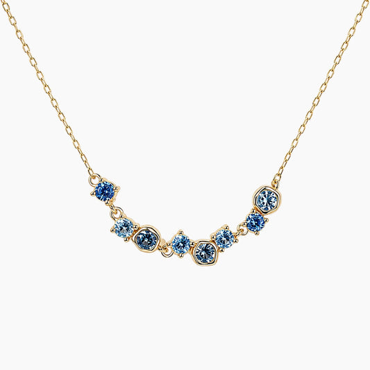 Luxury Ocean Blue Zircon Wave Pendant Necklace