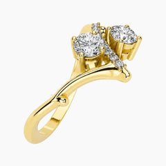 The Ethereal Branch 1ct Round Moissanite V-Shape Open Ring - 18K Gold Plated