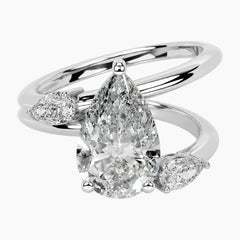 Eternal Teardrop Trio: 2ct Pear Moissanite Statement Ring in 18K Gold Plated