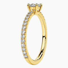 Minimalist 50 Points Oval Moissanite Ring with Side Stones - 18K Gold Plated