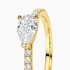 Radiant East-West Pear Moissanite Ring 0.8ct Luxury Pave Band - 18K Gold Plated