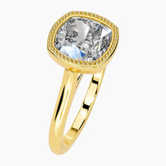 2 Carat French Milgrain Cushion Moissanite Engagement Ring