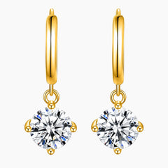 Four Claw Moissanite Drop Earrings