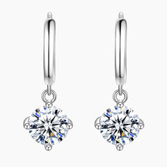 Four Claw Moissanite Drop Earrings