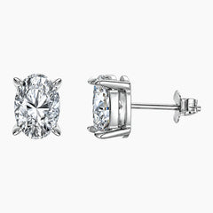 Four-prong Oval Moissanite Stud Earrings