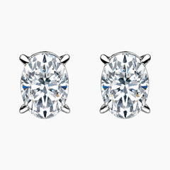 Four-prong Oval Moissanite Stud Earrings