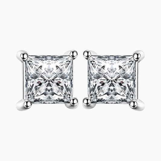 Princess Cut Moissanite Stud Earrings