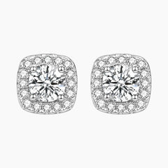 Sugar Cube Moissanite Stud Earrings