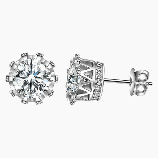 Crown Moissanite Stud Earrings