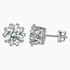 Crown Moissanite Stud Earrings