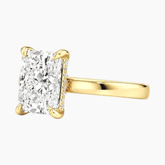2mm Bezel with 2ct Radiant Moissanite Ring with Hidden Halo