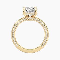 2mm Bezel with 2ct Radiant Moissanite Ring with Hidden Halo