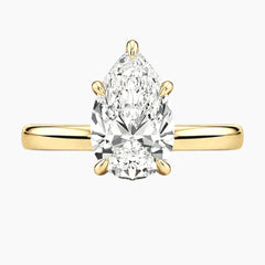 2mm Bezel with 2ct Pear Moissanite Ring with Hidden Halo