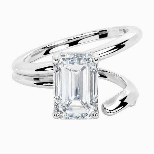 2ct Emerald Moissanite Bypass Ring