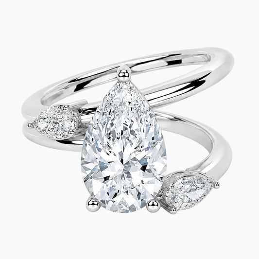 Eternal Teardrop Trio: 2ct Pear Moissanite Statement Ring