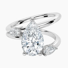 Eternal Teardrop Trio: 2ct Pear Moissanite Statement Ring
