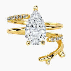2 Carat Pear Cut Moissanite Multi-Row Statement Ring
