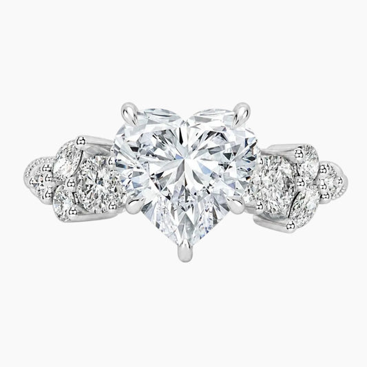 Eternal Heart Moissanite Engagement Ring in 18K Gold