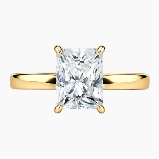2mm Bezel with 2ct Radiant Moissanite Ring with Hidden Halo