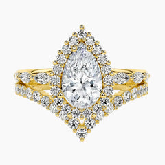 Celestine Royal Pear Hidden Halo Moissanite Bridal Set