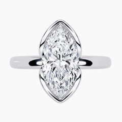 Half Bezel Marquise Moissanite Ring