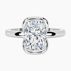 Half Bezel Cushion Moissanite Ring
