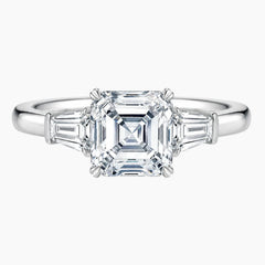 Unique Asscher Cut Moissanite Ring