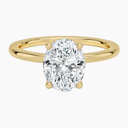 Oval Moissanite Tulip Engagement Ring in 18K Yellow Gold