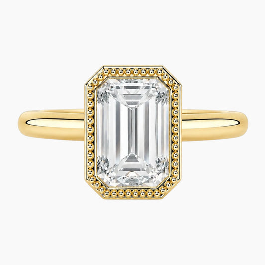 2 Carat French Milgrain Emerald Moissanite Engagement Ring