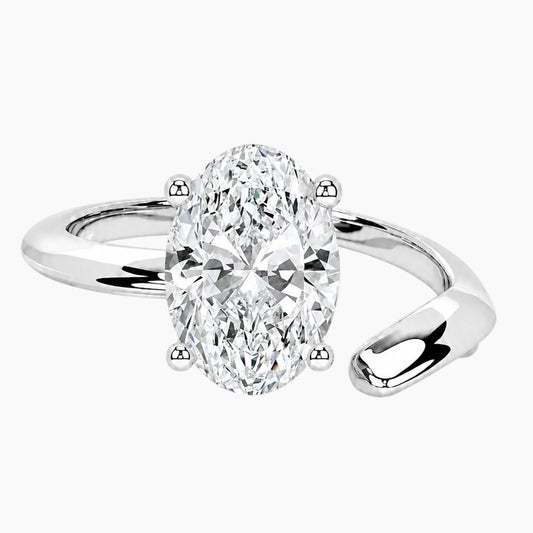 Aura 2ct Oval Moissanite Open Bypass Ring
